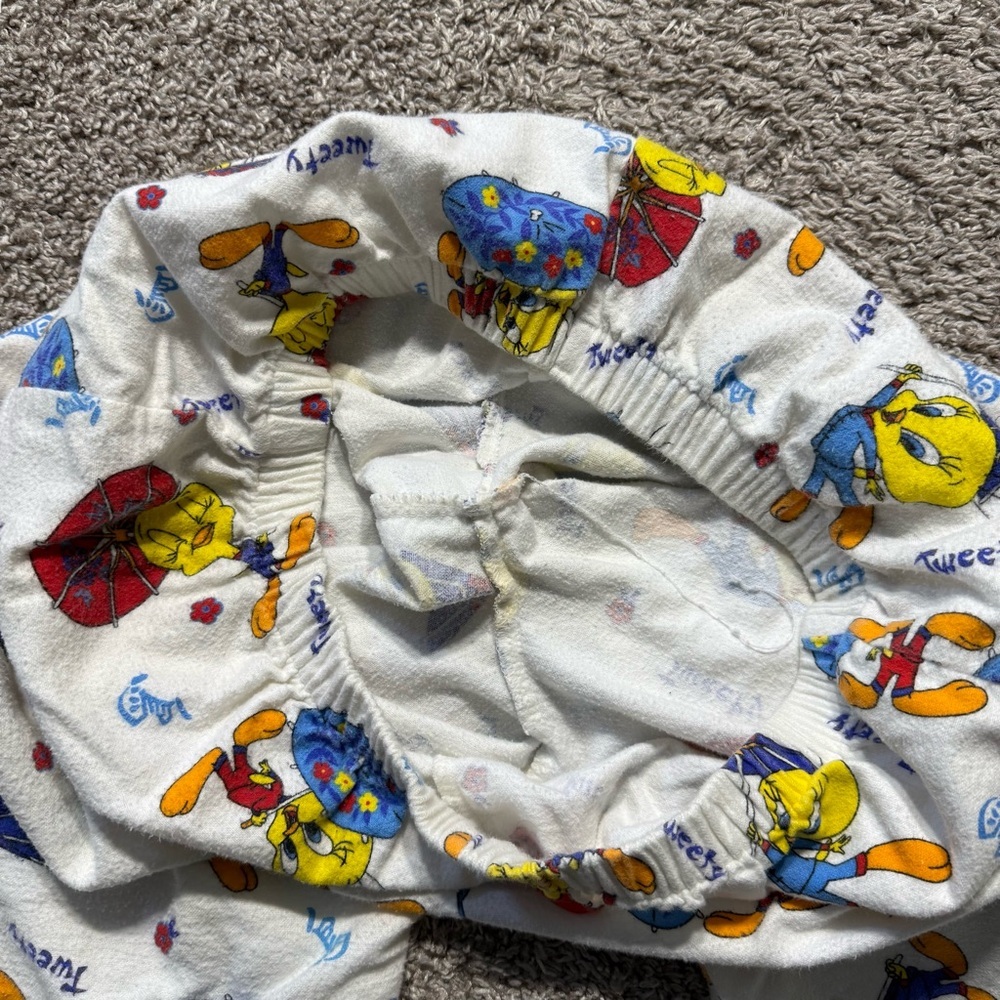 Vintage tweety bird pajama set women medium 90s bold fleece - Picture 9 of 10